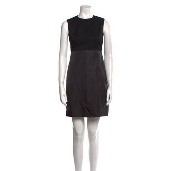 Prada Authentic Solid Black Tank Crew Neck Mini Dress 38 2 Xs - Picture 1 of 9